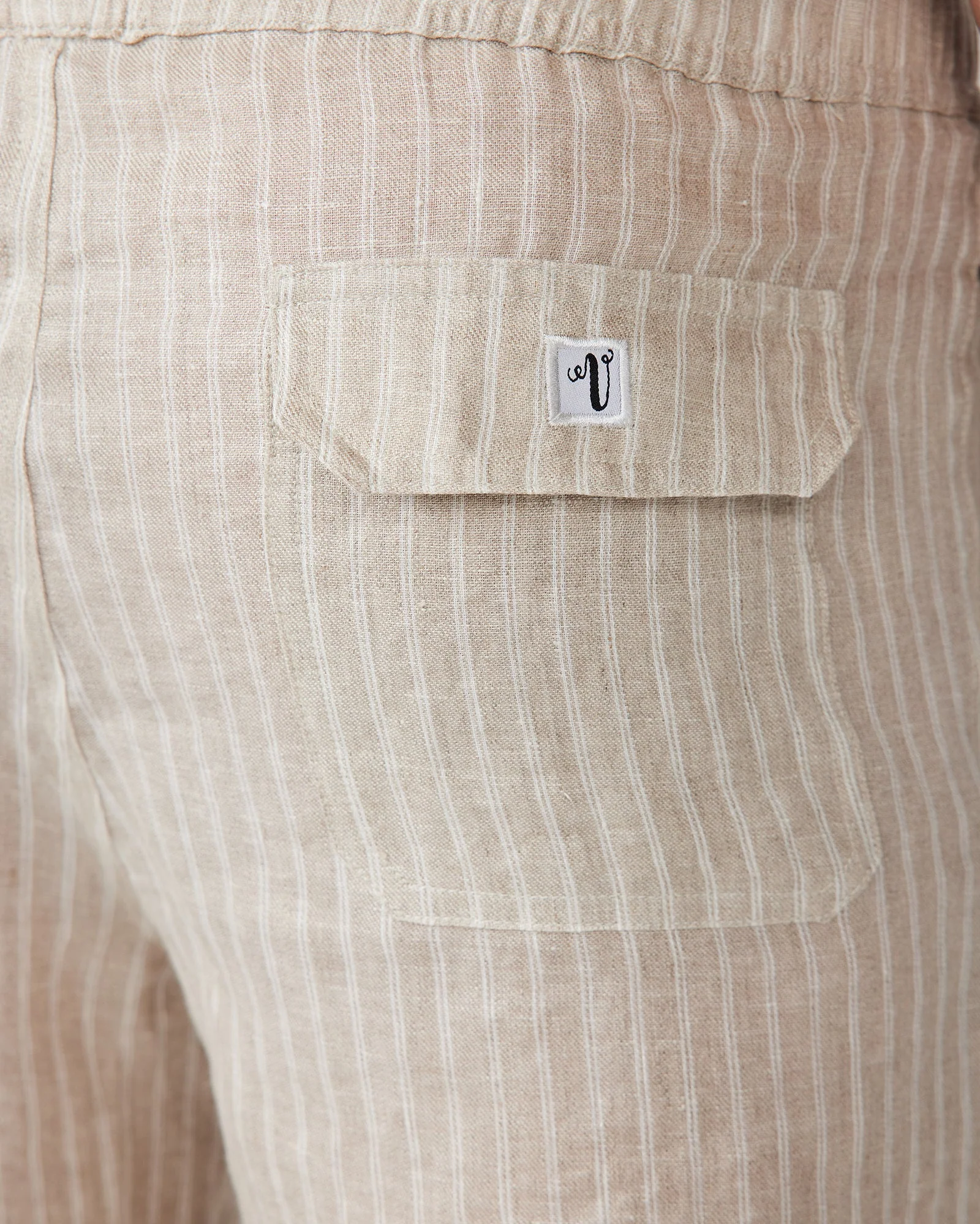 Linen Shorts Brown Stripe - Image 6