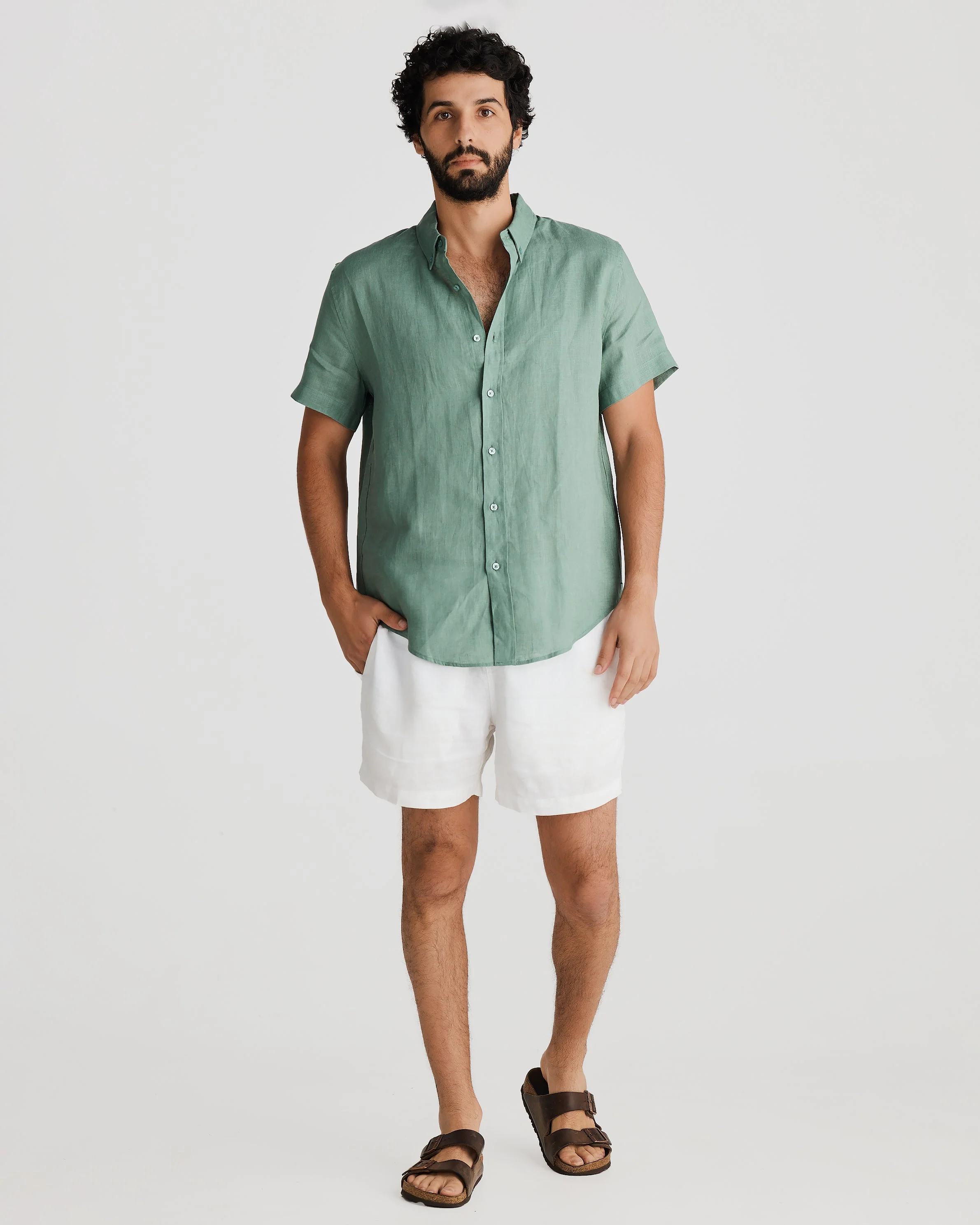 S/S Linen Shirt Khaki - Image 3