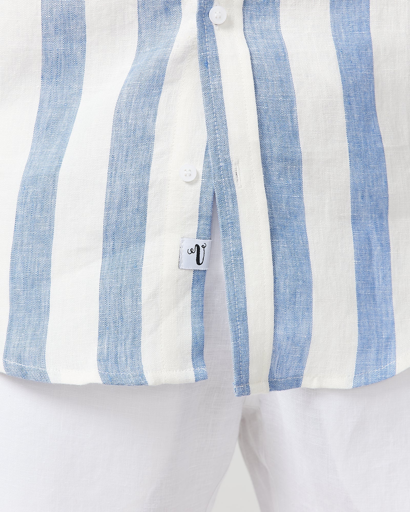 S/S Linen Shirt Blue Stripe - Image 6